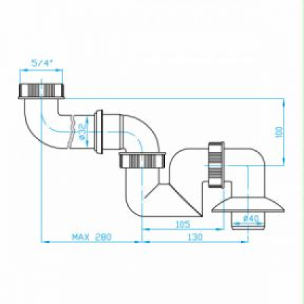 Сифон для раковины  PLAST BRNO (ESB0543) низкий, для экономии пространства